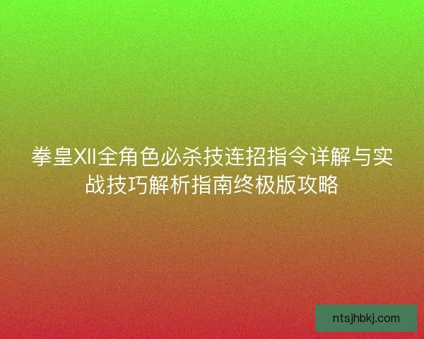 拳皇XII全角色必杀技连招指令详解与实战技巧解析指南终极版攻略