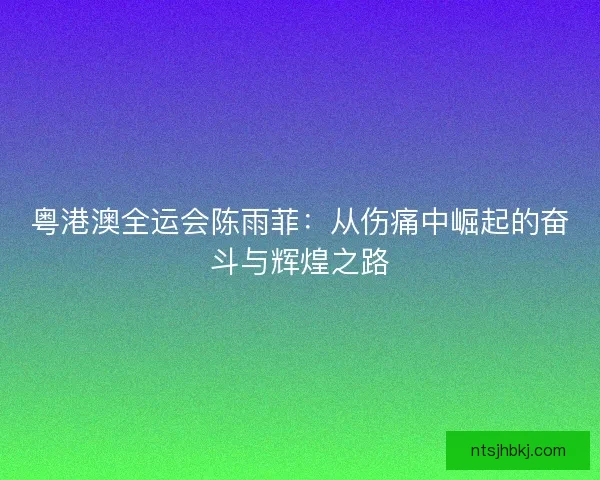 粤港澳全运会陈雨菲：从伤痛中崛起的奋斗与辉煌之路