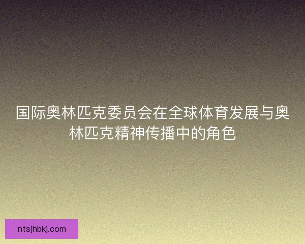 国际奥林匹克委员会在全球体育发展与奥林匹克精神传播中的角色
